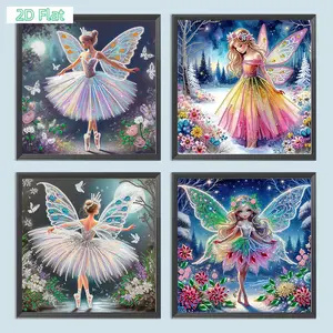 2D FLAT4pcs Girl 5D DIY Special Shape Crystal Partial Diamond Painting Kit 30x30cmDIY Diamond Painting Kit for Adults & Beginners, No Skills Needed. Sparkling Art to Brighten Rooms & Perfect Festive Gift