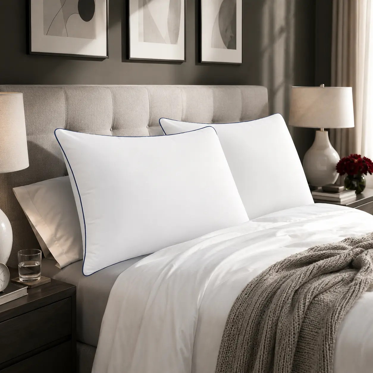 Hotel Pillow for Sleeping | Cloud-Soft Waterproof & Stain-Resistant Pillow, Hypoallergenic Machine Washable Bed Pillow, Fluffy Comfort for Bedroom & Home
