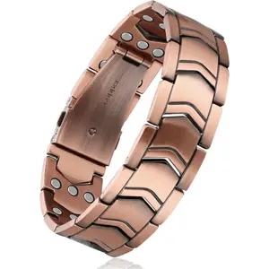 Feraco Men's Copper Bracelet 3x Strength: Features copper accents with powerful 3800 Gauss magnets Premium flip-lock clasp