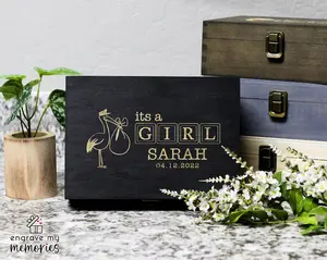 Its A Girl Baby Box, Baby Shower Gift, Personalized Baby Gift, Wood Memory Box, Custom Gift, Baby Keepsake box, Nursery Décor. #Baby Keepsake #Baby Shower #Gift Ideas #CustomWoodBox  -ADD PERSONALIZATION IN THE NOTES to the seller when you checkout