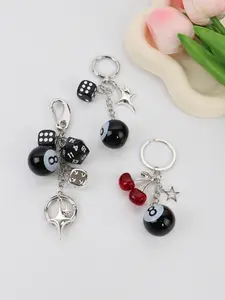 Eight Dice Billiard Keychain, Unique Phone Bag Charm, Holiday Birthday Gift, Boho Style, All Seasons Accessory, Keychain For Bags