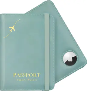 Leather Passport Holder with AirTag Slot | RFID Blocking | Travel Essential - Stouchi