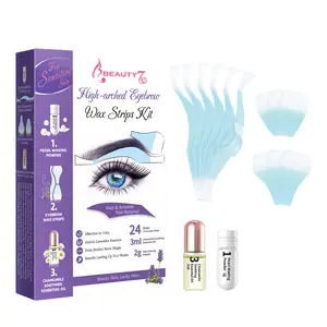 Beauty7 High Arched Eyebrow Wax Strips Kit for Sensitive Skin 24 Strips with Pearl Powder & Essential Oil for Gentle Hair Removal 3ml Lavender-Infused Waxingkitset - Body Care