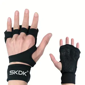 Weight Lifting Fitness Gloves with Wrist Wraps, Lifting Wrist Straps, Silicone Gel Full Palm Protective Gym Workout Gloves, Power Lifting Equipment, Workout Accessories
