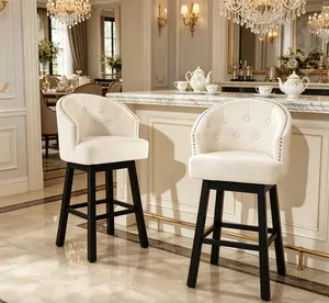 Set of 2 360° Rotating Indoor Home Bar Stools with Striking Nailhead Trim