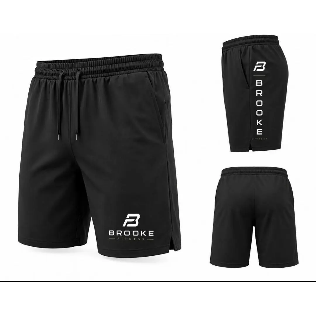 Brooke Fitness High-Quality Gym Apparel Shorts for Men - Black Color with Logo Design