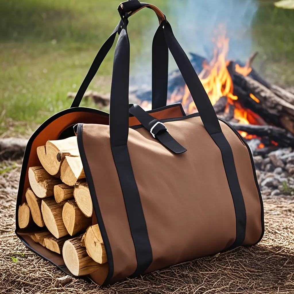 Heavy Duty Firewood Carrier Bag - Waterproof PVC/Oxford Cloth Log Storage Sack With Reinforced Handles, Large Capacity Nordic Felt Wood Tote For Camping Fireplace BBQ Garden Outdoor Indoor Use
