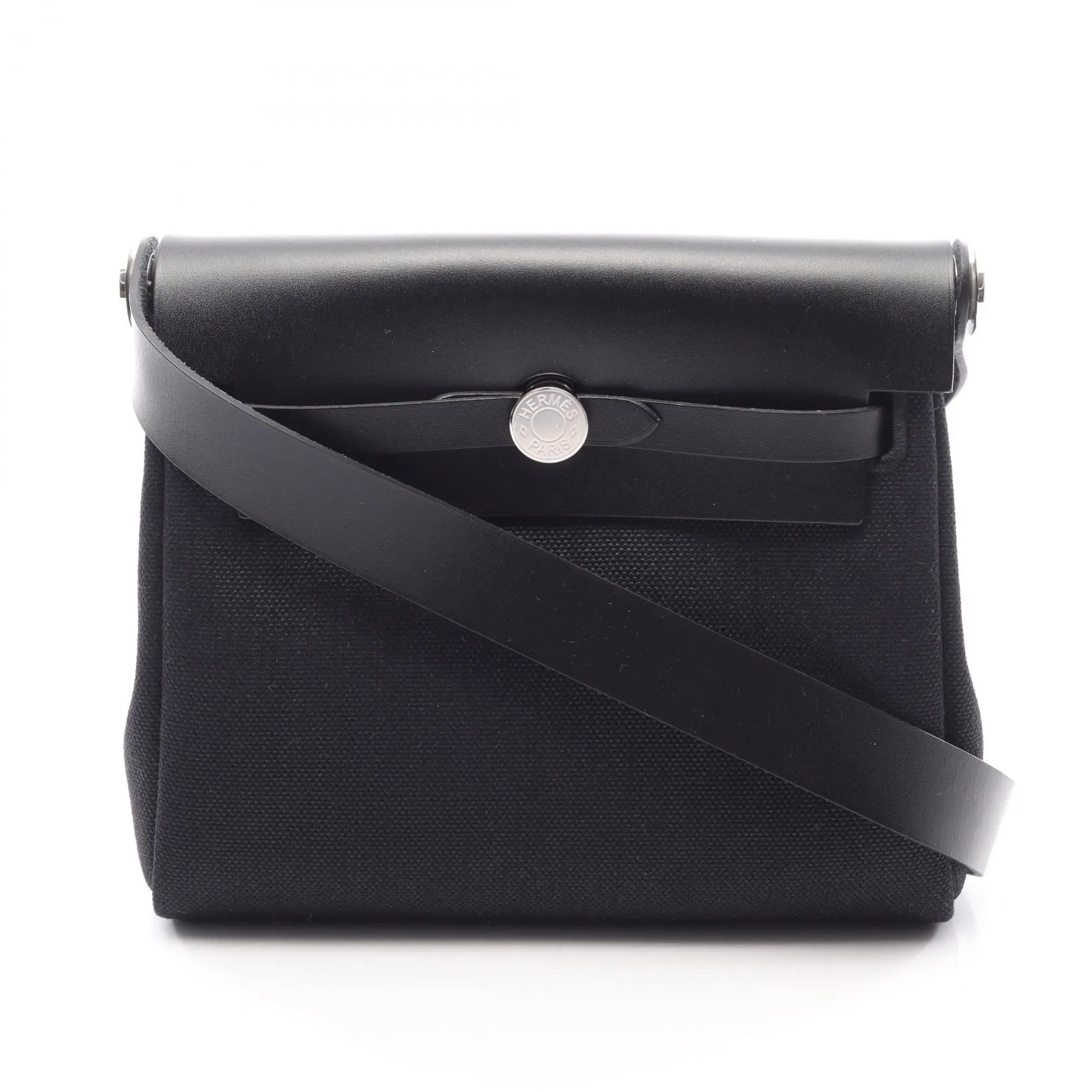 Pre-owned HERMÈS Calfskin Shoulder Bags Hermes Herbag Zip Mini Toile Militaire Shoulder Bag