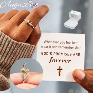 Women's ring with cubic zirconia infinity symbol cross infinity style two-color opening adjustable with exquisite gift box