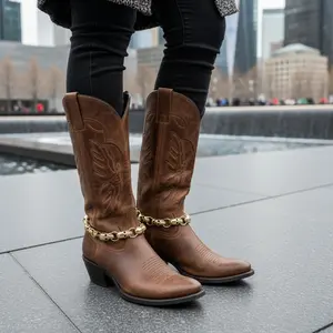 Women's Gold Skull Boot Jewelry Pair Edgy Shoe Bracelet Set Handmade In USA BC300 Adjustable 11-15 Inches Western Fashion Accessory