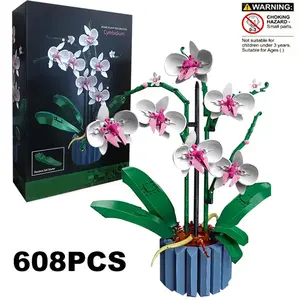 Creative Bouquet Orchid Flower Succulents Potted Building Blocks 10311 Plant Decoration Assembly Bricks Toys Gift For Girl Adult Diy Building Model