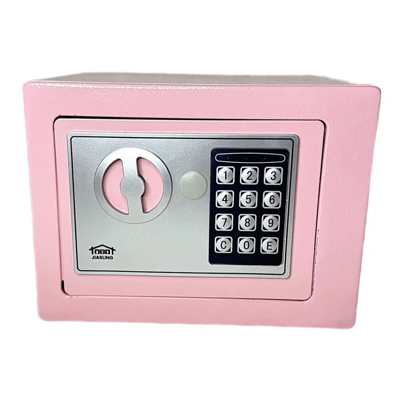 Compact Size Metal Personal Safe, 0.23 Cu Ft Blush Pink Steel for Home Decor, Electronic Keypad & Key Lock Access, 9.1" W x 6.7" D x 6.7" H (Computers & Office Equipment, Office Stationery & Supplies, Safes), Lockable Metal Safes