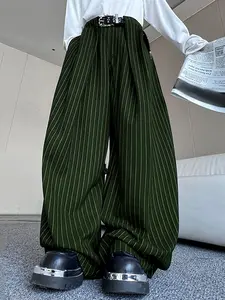 INCERUN Men's Fashion High-Waisted Striped Long Pants, Perfect for Daily Wear, Stylish and Comfortable, Ideal for Casual
