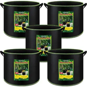 5 Pack 10 Gallon Grow Bags, Planting Bags, Aeration Fabric Pots with Handles, Thickened Nonwoven for Vegetables Fruits Flowers, Portable Garden Planters, Garden Accessories