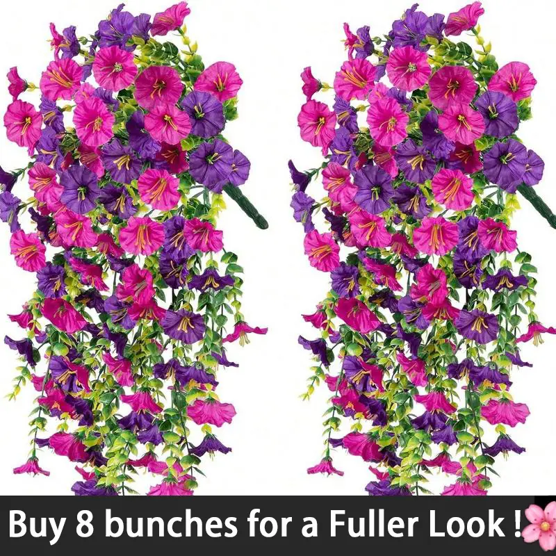 Artificial Morning Glory Vine, 2/4 Bunches Fake Flower Vine, faux flower, Decorative Flowers for Home Party Wedding Outdoor Yard Wall Hanging, Ornamen