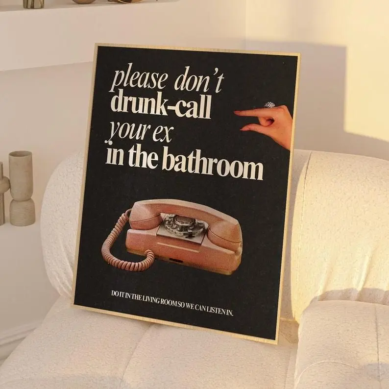 [Up to 65% Off][Free Shipping][No Frame] Artistic Unframed Vintage Retro Paper Print - Funny Quote Graphic Wall Decor, Girly Home Supply for Bathroom, Bedroom (Suitable for 4th of july, Father's Day, Juneteenth, Carnival, Thanksgiving)