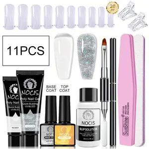 Nocis Nail Extension Gel Nail Art 2 Pcs Set with Full Tools, Easy Shape, Durable No Peel, Non-Toxic, Home Manicure Kit, Salon Quality, Polygel Nail Kit, Polygel Solution Set