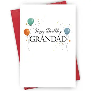 Happy Birthday Card for Grandad, Balloon & Confetti Design Birthday Card, Birthday Gift for Grandad, Party Supplies