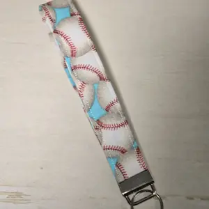 Baseball Print Keychain Key fob Wristlet
