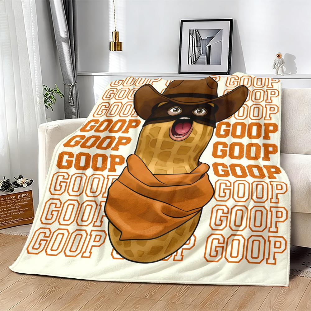 Goop Goop Cowboy Peanut Viral Meme Print Flannel Blanket Cooling Blanket Homegoods Soft Cozy For Bedroom Living Room Sofa For Meme Fans Western Lovers Perfect Gift Suitable for giving as gifts to friends, parents and children