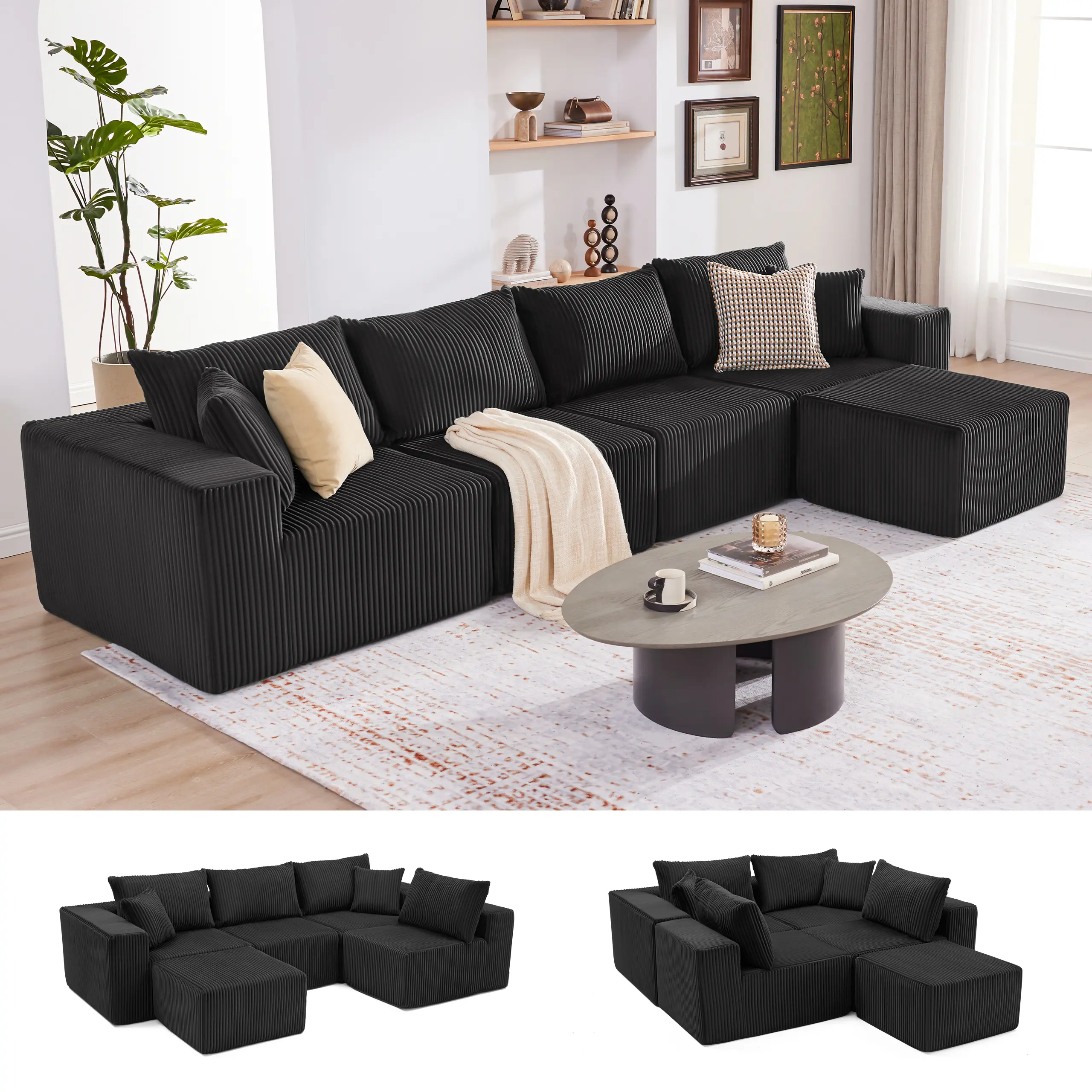 Black-4Seats+1 Ottoman