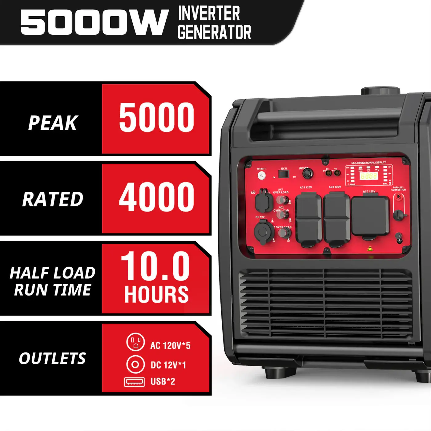 5000W Electric Start Generator, CO Protect