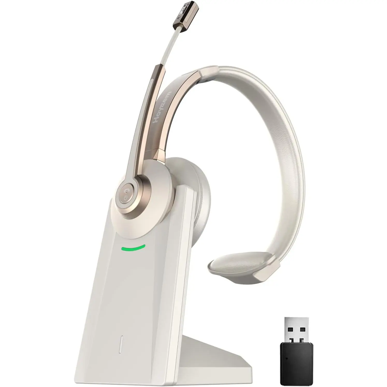 Headset,  Headphones with Microphone Noise Canceling & USB Dongle, V5.0 Trucker  Headset with Mic Mute & Charge Dock for PC/Laptop/Phone/Meeting/CallCenter/Office