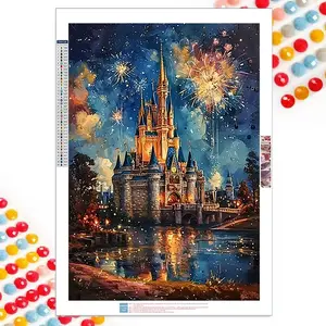 5D DIY Diamond Arts Colorful Painting Kit, Castle Pattern Diamond Arts Colorful Painting without Frame, DIY Decorative Art Picture for Beginner