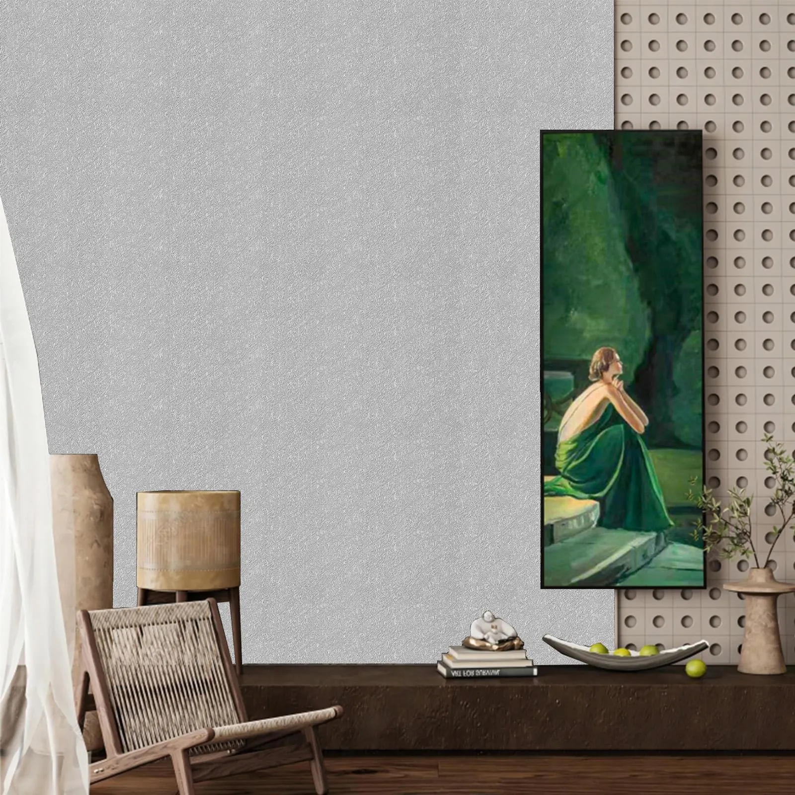 Natural Linen Textured Peel & Stick Wallpaper, Self-adhesive 3D Fabric Look Wall Covering, Easy Install Removable Waterproof Wall Paper for Renters, Living Room