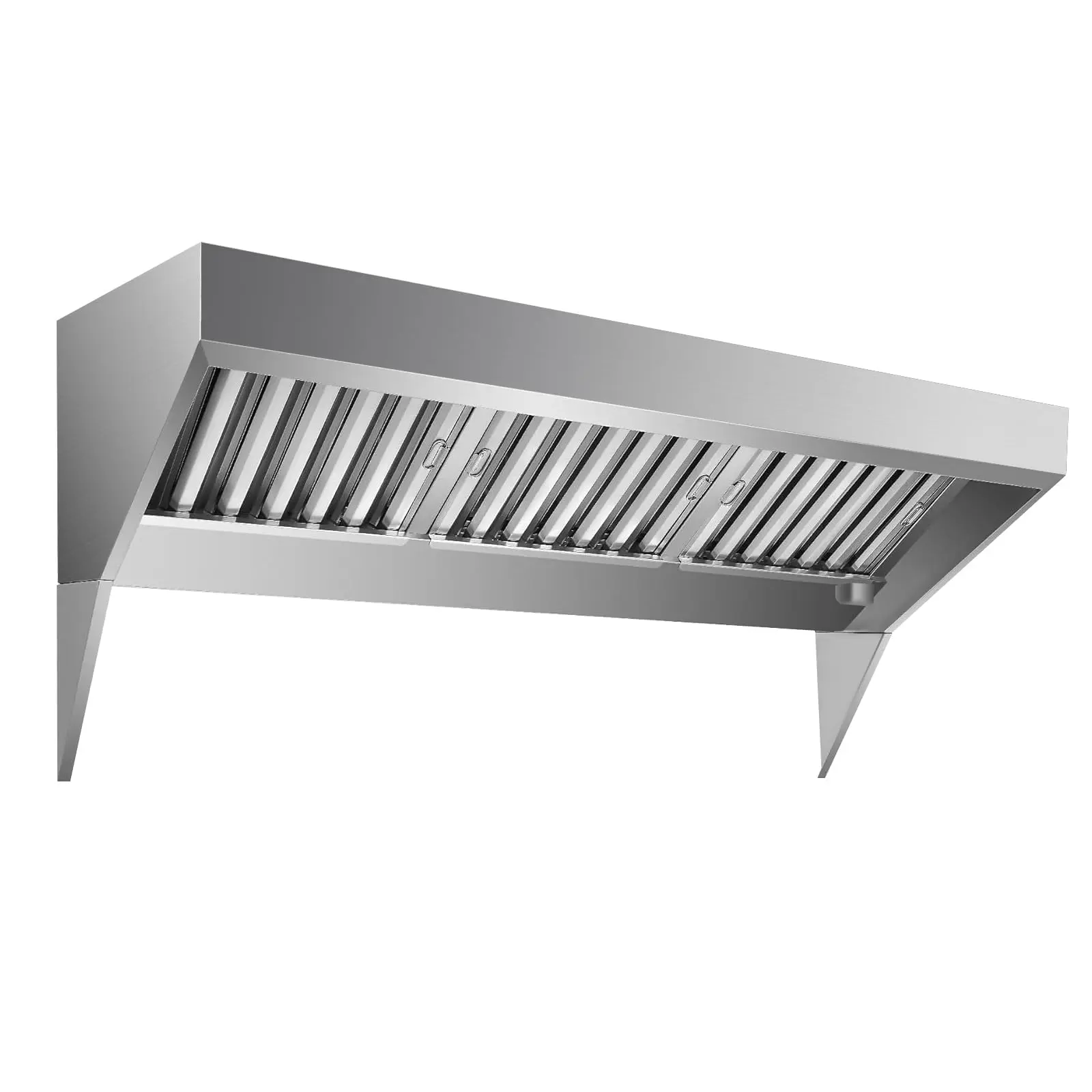 GAOMON 6FT Durable Stainless Steel Wall-Mount Range Hood - 201 Steel, Powerful Smoke Extraction, 4 Detachable U-Shaped Washable Grease Filters, 2 Triangular Support Brackets, Rust-Resistant, Ducted, Space-Saving Design for Commercial Kitchen, Restaurant