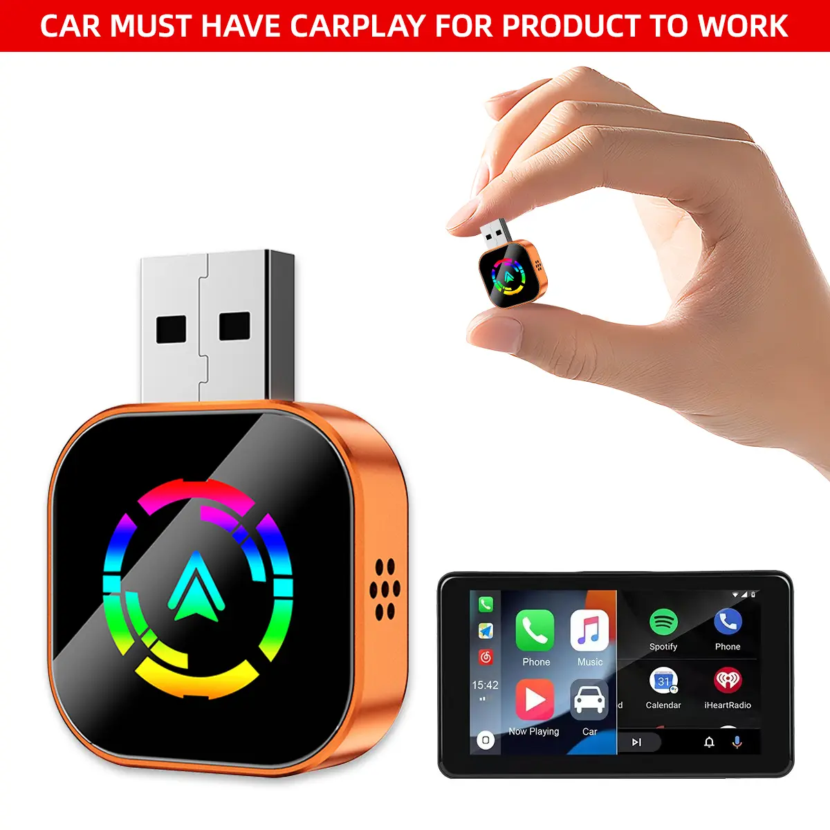 2026 Wireless CarPlay Adapter for iPhone/Android - Quick Connect, Hands-free Calling Support, CarPlay Dongle with Electronic Charger