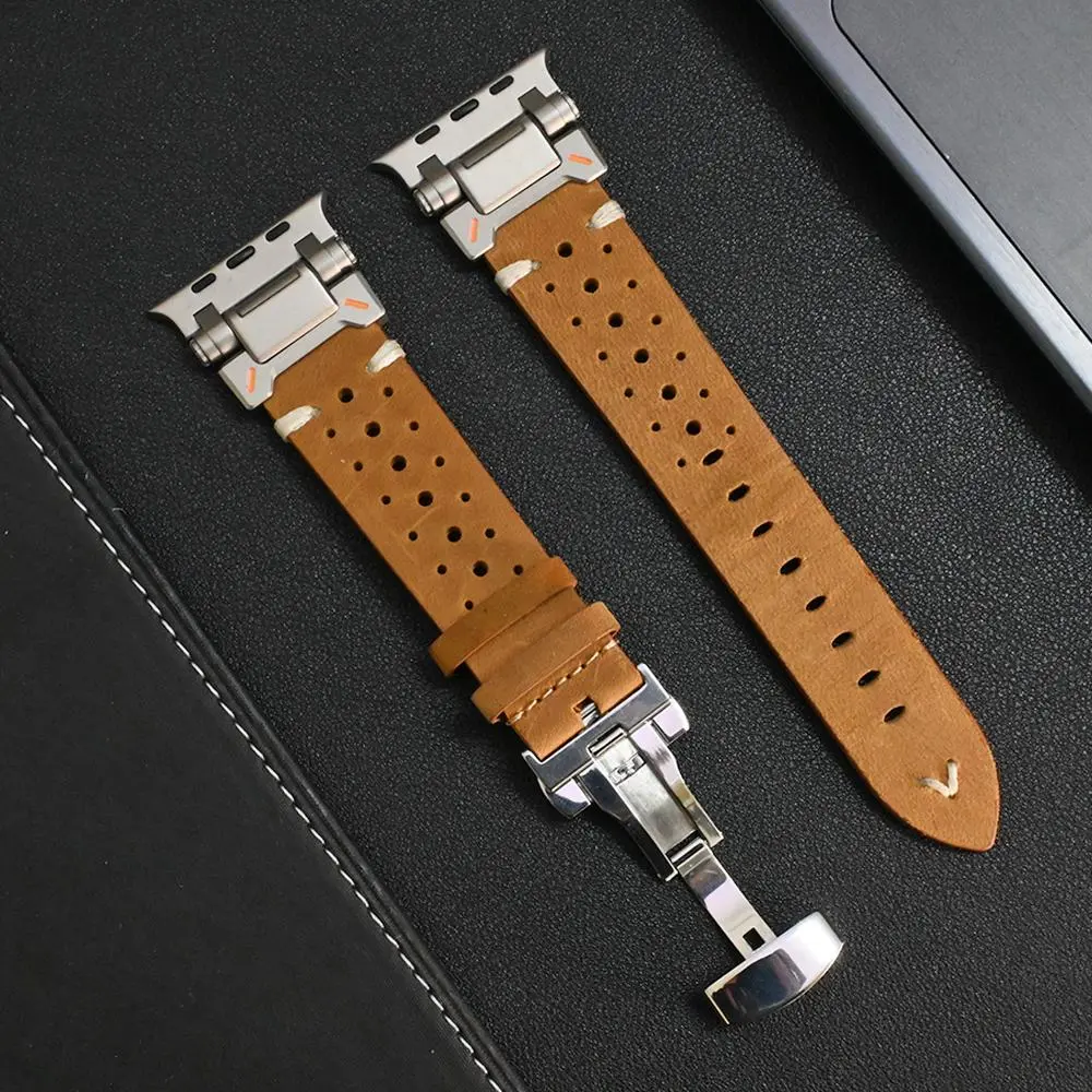 Fashionable Leather Watch Band, Replacement Watch Band for Apple Watch Ultra 2 49mm Series 10 46mm 9 8 7 45mm, Smartwatch Accessories, Leather Watch Strap, Smart Watch Straps
