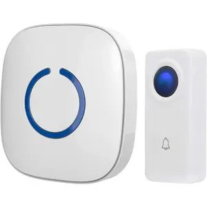 Wireless Doorbell – Waterproof Door Bells & Chimes Wireless Kit, 1000-ft Range,52 Door Bell Chimes, 4 Volume Levels with LED, Wireless Doorbells w/ 1 Receiver & 1 Button, Crosspoint, White