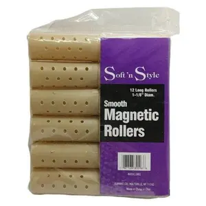 Smooth Magnetic Rollers | 1-1/8" Diam. | 12 Long Rollers | SOFT N STYLE