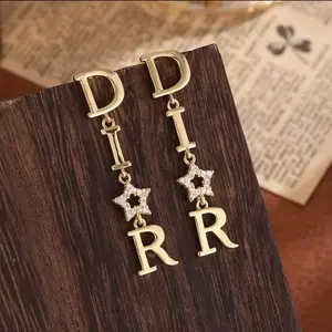 Luxury D Star Earrings - Elegant Silver Tone Drop Earrings for Women, Perfect for Special Occasions and Daily Wear