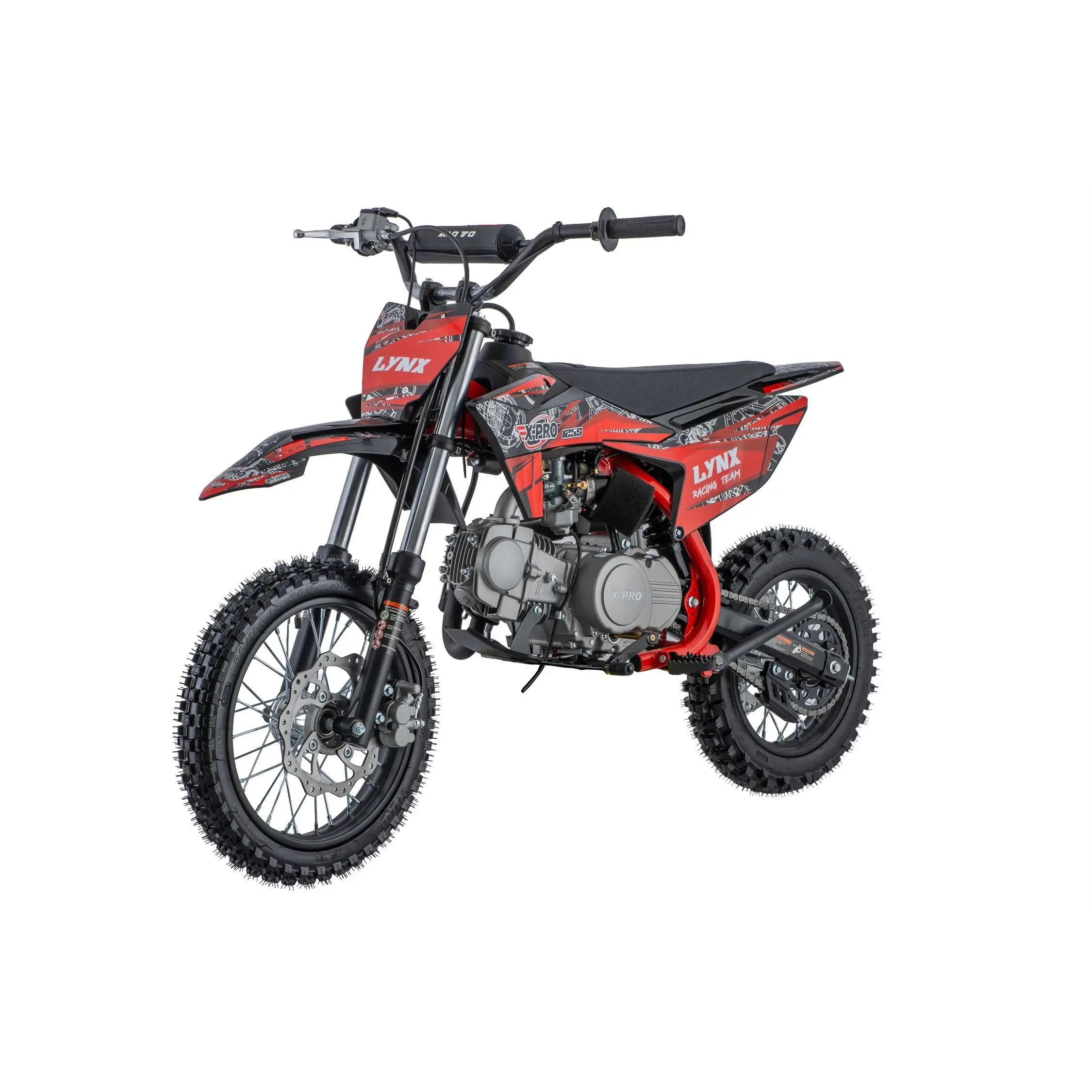 X-PRO Lynx 125cc Dirt Bike with 4-Speed Semi-Automatic Transmission, Kick Start, Big 14"/12" Tires!