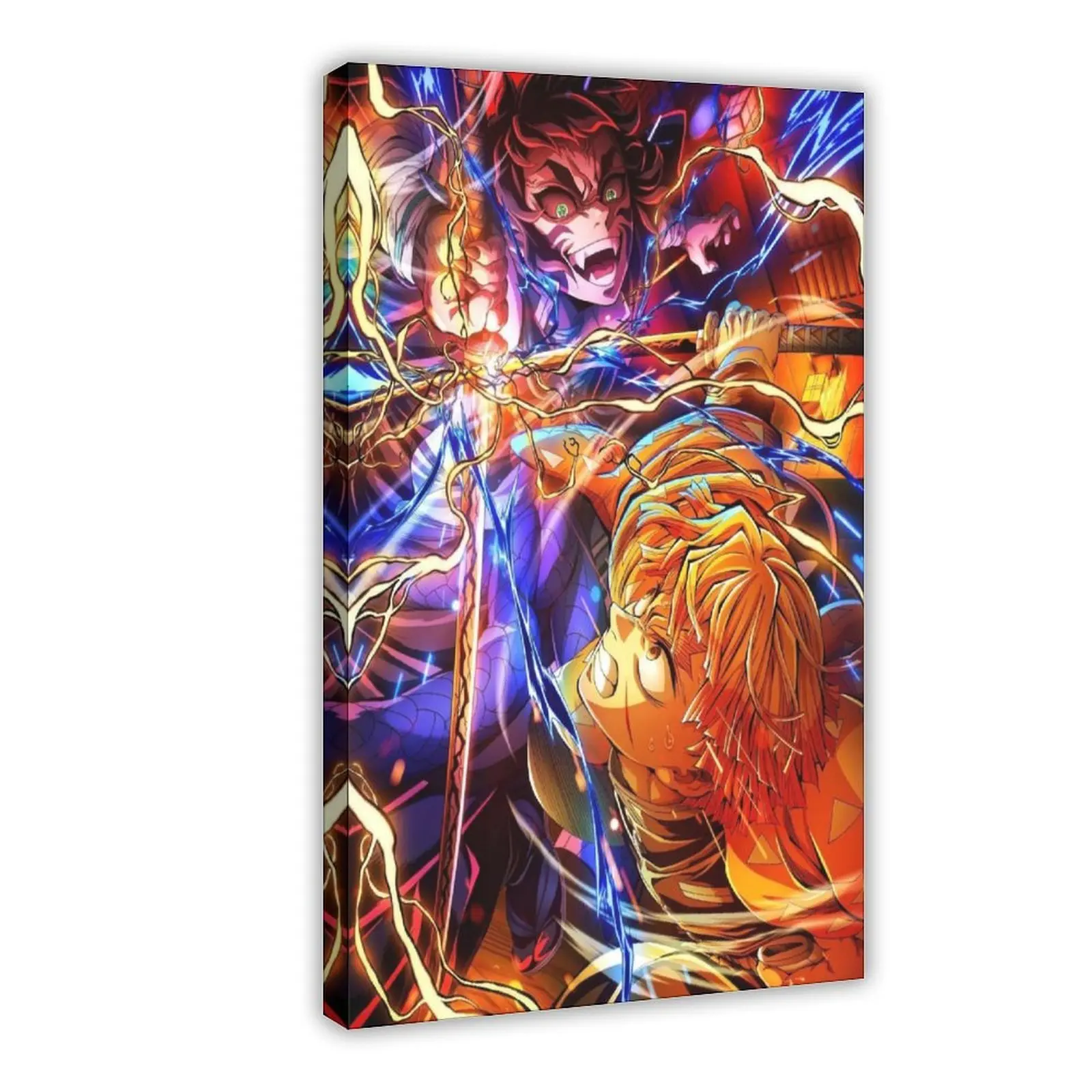 Zenitsu Vs Kaigaku Poster, Demon Slayer Infinity Castle Wall Art, Anime Print