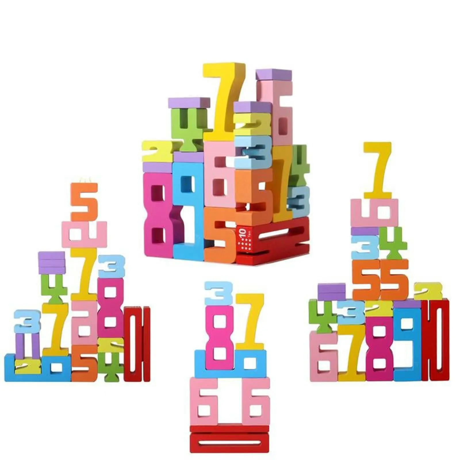 Colorful Number Stacking Blocks Set, Early Math and Logical Thinking Development Toy, Large Particles Assembly