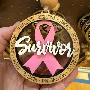 Wooden Cancer Survivor Christmas Ornament