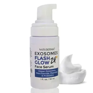 FLASH GLOW24 – Foaming Glass Skin Serum with Exosomes, Peptides & Niacinamide | Instant Glow Daily Face Serum (1oz)