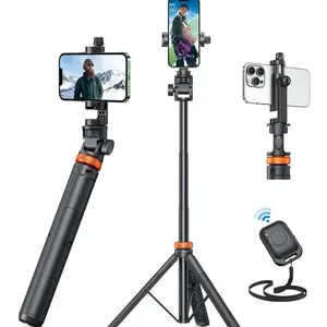 61" Phone Tripod for iPhone/Android & Selfie Stick with Remote, Upgraded Stand, Compatible with iPhone 16/15/14/13, Travel-Friendly & Stable