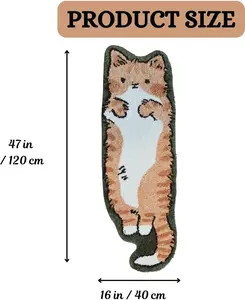 Bedroom rugs, suitable for living room, bedroom andbathroom - long cat-shaped yellow comfortable soft rug