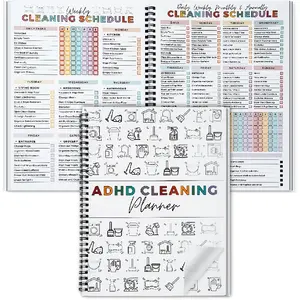 Cleaning Planner, Cleaning Schedule and Checklist Organizer, Daily Weekly Monthly Household Cleaning Planner, Chore Chart Notebook for Home, Family Cleaning Tasks, DIY Home Improvement, Editable Template
