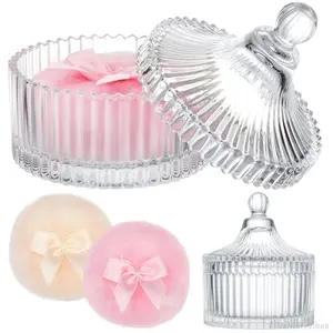 Extra Large Body Powder Puff and Container-3 Pcs Container Powder Container with PuffCrystal Case Soft Washable Reusable VelourFace Body Glitter Wet Dry Makeup FFVentureVibe8