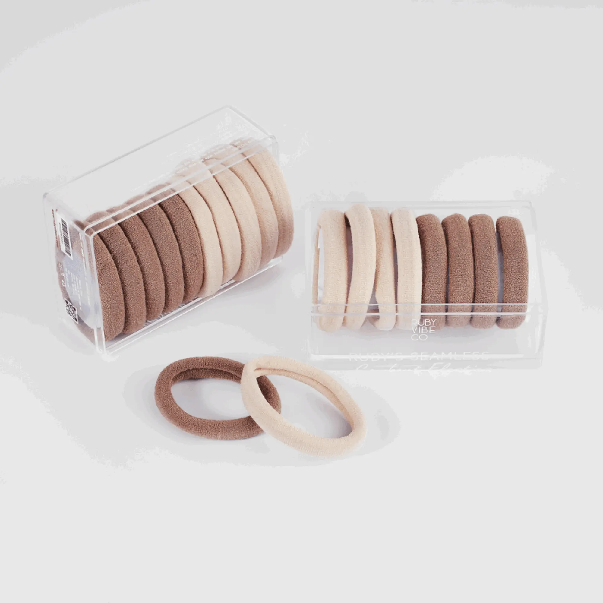 [RUBY VIBE CO] Seamless Nylon Hair Elastics BR06, Gentle No-Tangle Damage-Free Hold for Everyday Styling