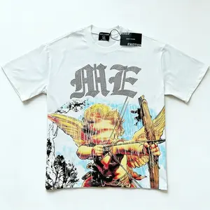 Fashion Brand Mixed Emotion Angel Print T Shirt Cotton Short Sleeve Summer Streetwear Casual Couple Wear Round Neck Comfortable Breathable Top Unisex For Men Women