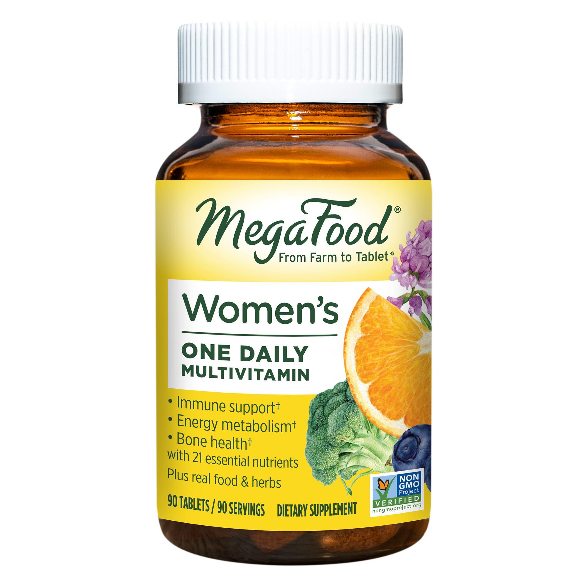 MegaFood Women’s One Daily Multivitamin-22 Nutrients Plus Real Food in One Convenient Tablet. Support Immune Function, Bone Health and Energy Metabolism. 60 Servings