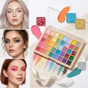 40 Color Rainbow Eyeshadow Palette, Matte & Shimmer Glitter, Shimmer Glitter Pigment, Long-Lasting Waterproof Makeup, Perfect for Music Festivals, Stage Performances, Cosplay