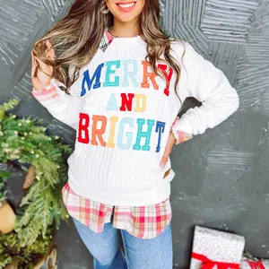 Dearlovers White Merry And Bright Cable Knit Pullover Sweatshirt