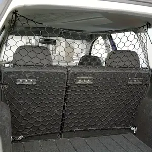 A Heavy-duty Nylon Adjustable Pet Car Barrier, Suitable for SUVs and Sedans, Featuring a Secure-fit Breathable Mesh Safety Guardrail. Easy to Install, Durable Rear Seat Dog Protection Barrier, Designed for Canine Use